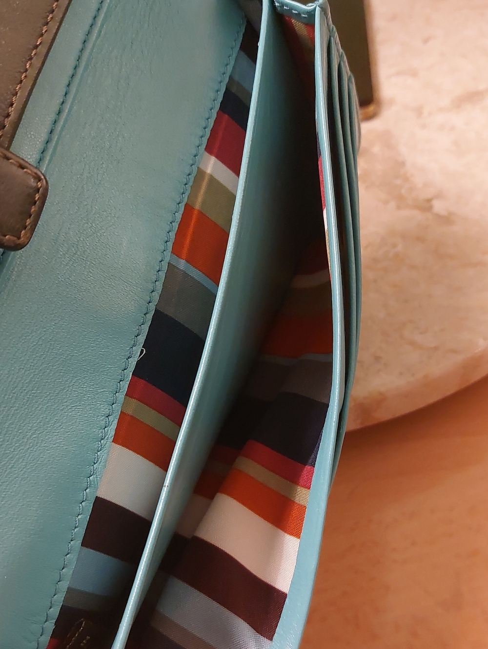 Coach 2007 65 Anniversary Legacy Stripe Print Fold Over Wallet Italian VACHETTA - Picture 11 of 13